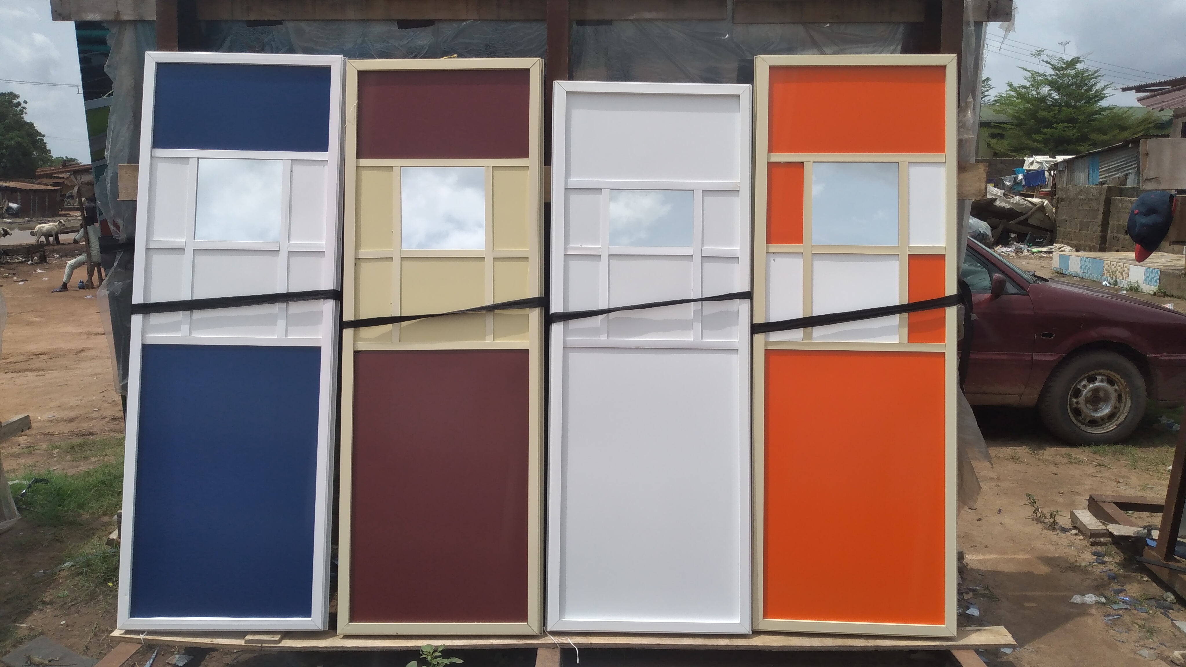 Aluminium toilet door installation project completed by ServoraPrise in Nigeria 