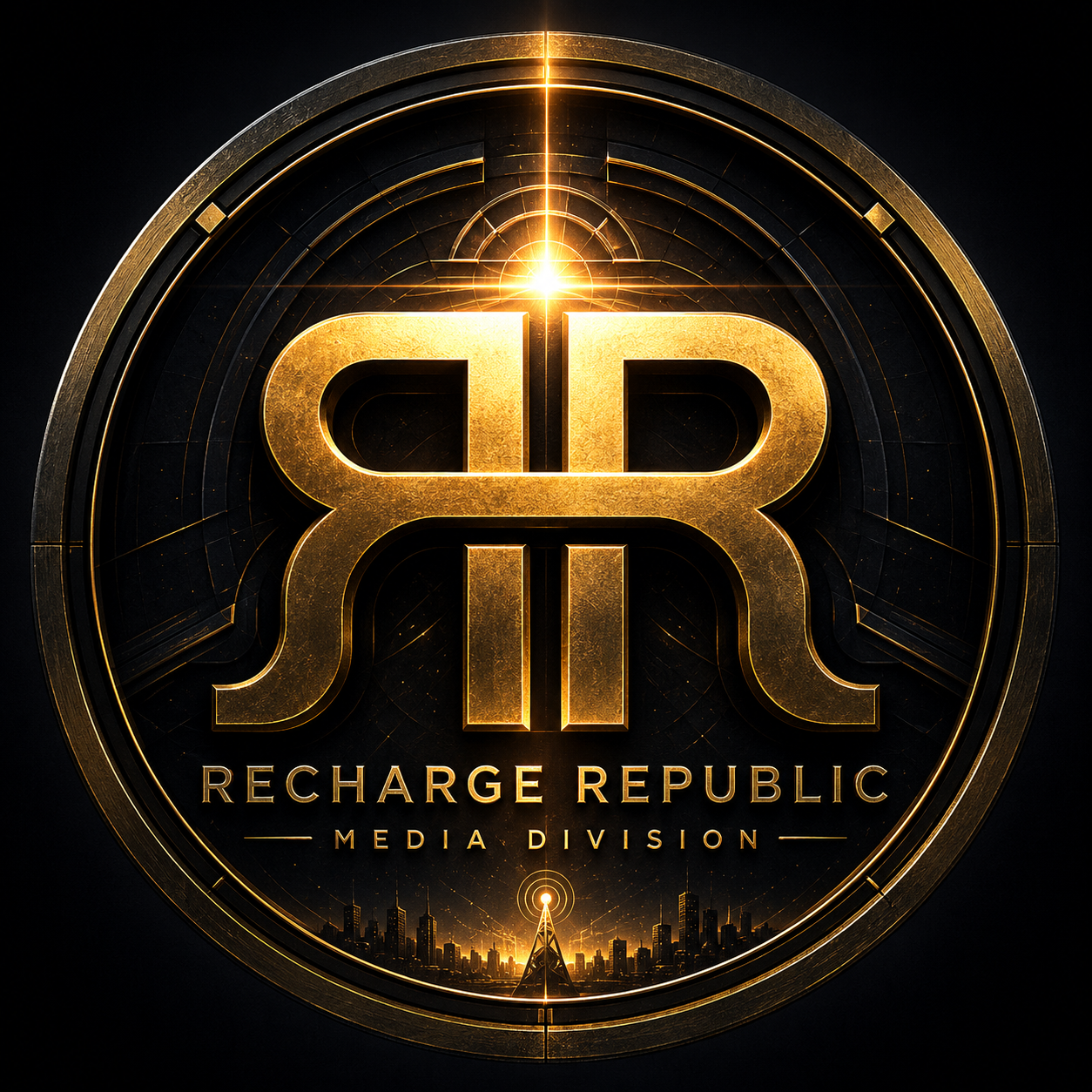 Recharge Republic Cinematic Symbolic Universe (CSU) Media Division display emblem featuring symbolic cinematic storytelling branding